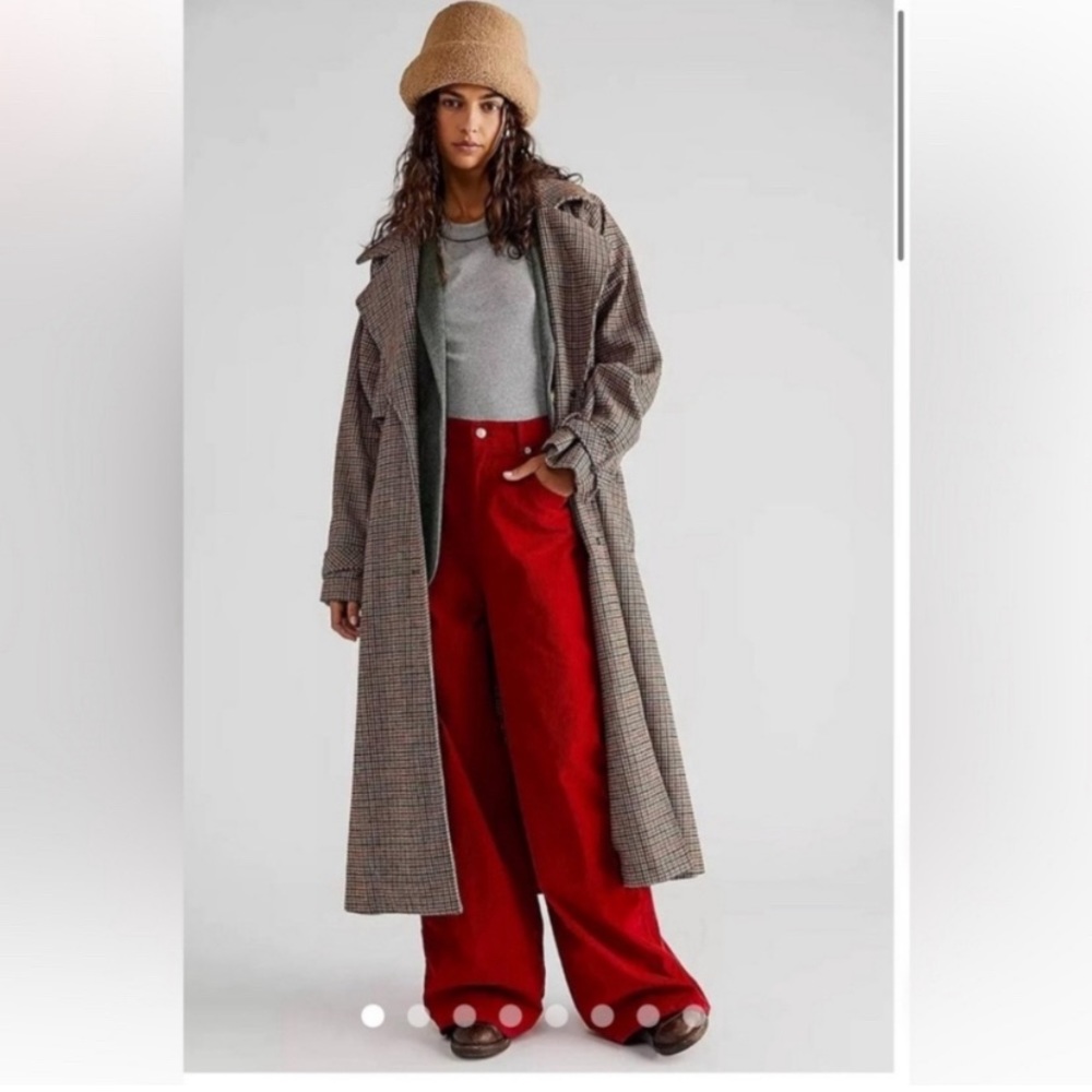 New Free People✨Crvy Gia High Rise Wide Leg Pant- Red Corduroy - Picture 4 of 7